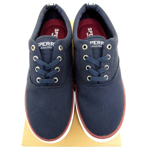 Mens Sperry Top-Sider Striper II CVO UNI Navy Blue Red Slip On Sneakers WIDE New - Picture 3 of 6